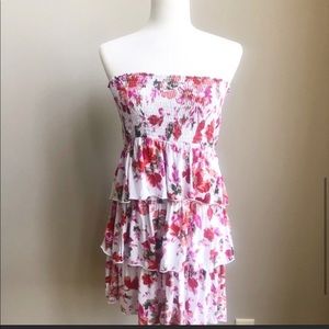 Floral strapless dress